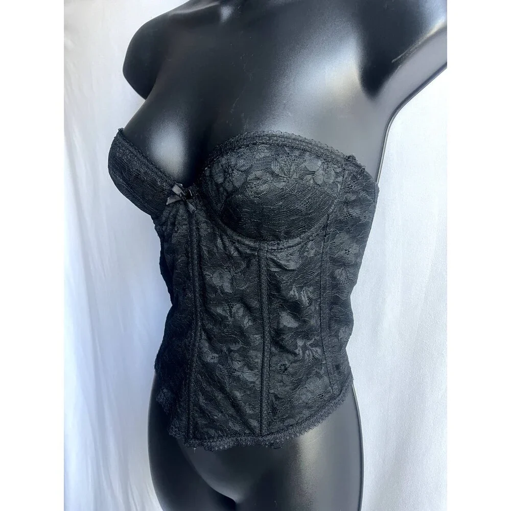Vintage Sintrigue Black Lace Corset size 34A Witchy Sexy Bustier Retro Victorian